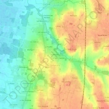 La Vernaieの地形図、標高、地勢