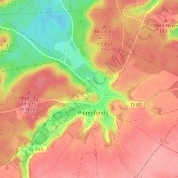 Saint-Ladreの地形図、標高、地勢