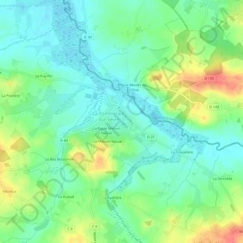 Lotissement du Vergerの地形図、標高、地勢