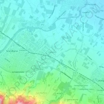 Chiozzinoの地形図、標高、地勢
