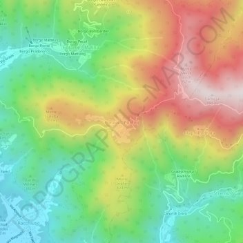 Porzusの地形図、標高、地勢