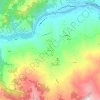 Cavolaの地形図、標高、地勢
