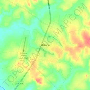 Matupáの地形図、標高、地勢