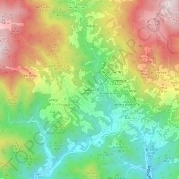 Castellariの地形図、標高、地勢