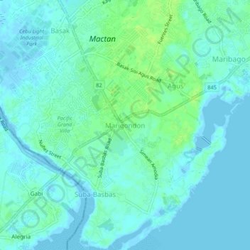 Marigondonの地形図、標高、地勢