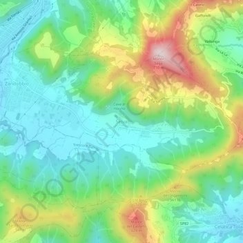 Selvaの地形図、標高、地勢