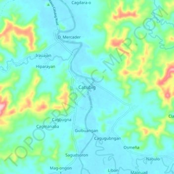 Catubigの地形図、標高、地勢