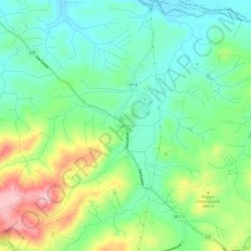 Gallinaの地形図、標高、地勢
