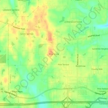 Pine Groveの地形図、標高、地勢