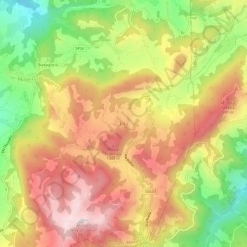 Iolaの地形図、標高、地勢