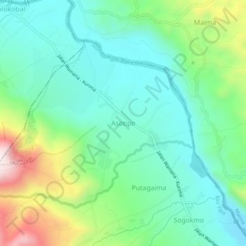 Asotipoの地形図、標高、地勢