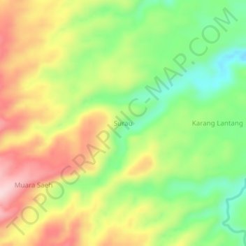 Surauの地形図、標高、地勢