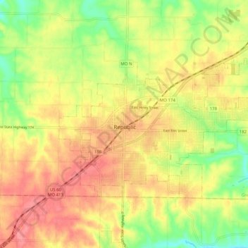 Republicの地形図、標高、地勢