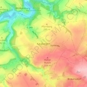 Kaufungenの地形図、標高、地勢