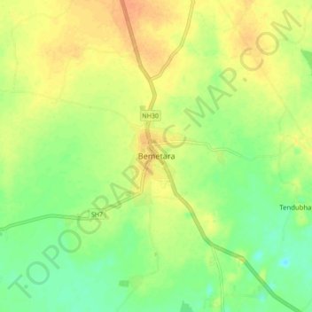 Bemetaraの地形図、標高、地勢