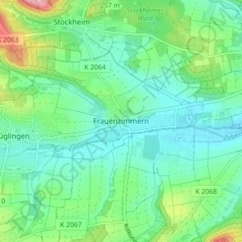 Frauenzimmernの地形図、標高、地勢