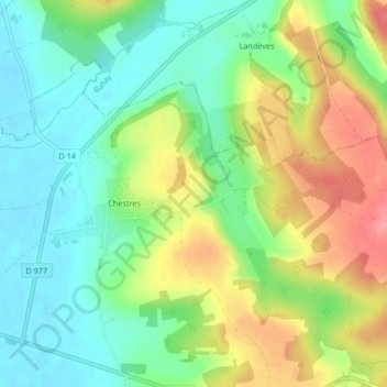 Melierの地形図、標高、地勢