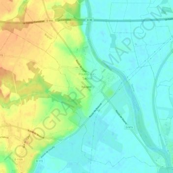 Rougeotの地形図、標高、地勢