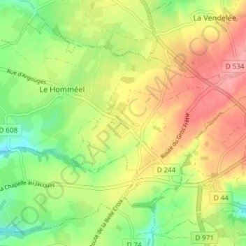 Le Pavementの地形図、標高、地勢