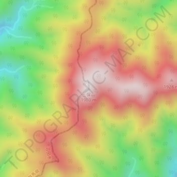 三俣山の地形図、標高、地勢