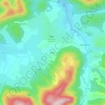 Girospの地形図、標高、地勢