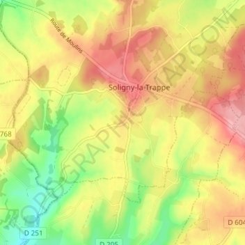 La Borieの地形図、標高、地勢