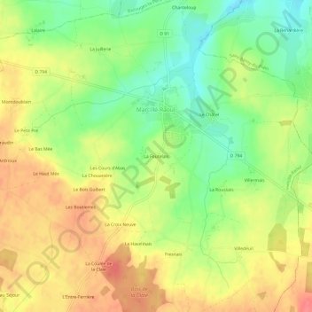 La Foutelaisの地形図、標高、地勢