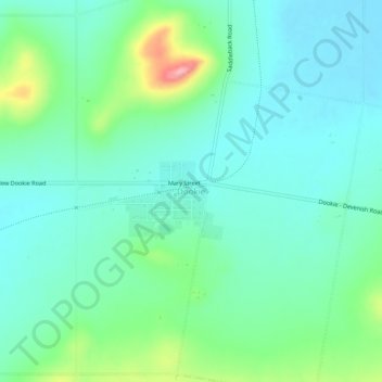 Dookieの地形図、標高、地勢