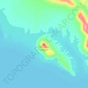 San Luisの地形図、標高、地勢