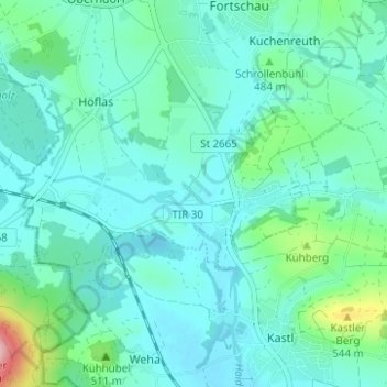 Kaibitzの地形図、標高、地勢
