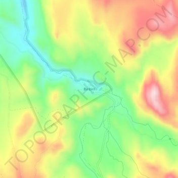 Biribiriの地形図、標高、地勢