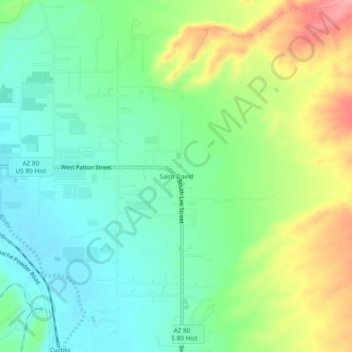 Saint Davidの地形図、標高、地勢