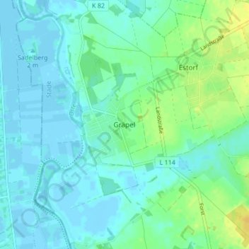 Gräpelの地形図、標高、地勢