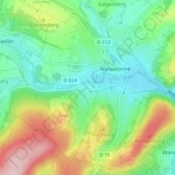Brechlingenの地形図、標高、地勢