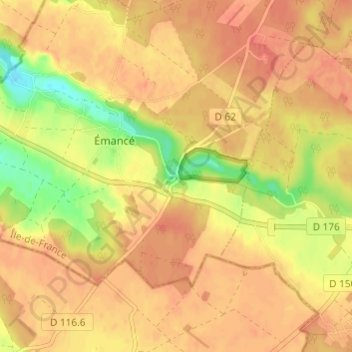 Sauvageの地形図、標高、地勢
