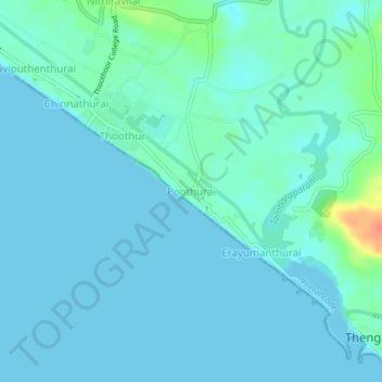 Poothuraiの地形図、標高、地勢