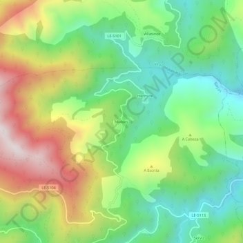 Moldesの地形図、標高、地勢