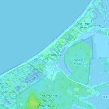 Neuhausの地形図、標高、地勢