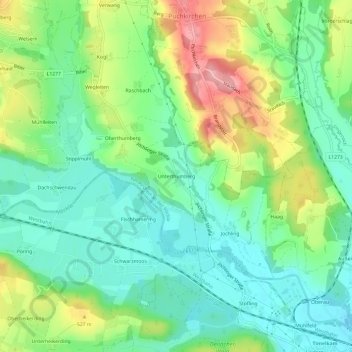 Unterthumbergの地形図、標高、地勢