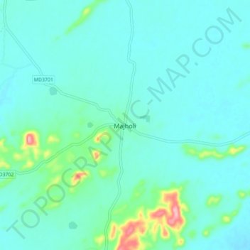 Majholiの地形図、標高、地勢