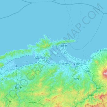 田島の地形図、標高、地勢