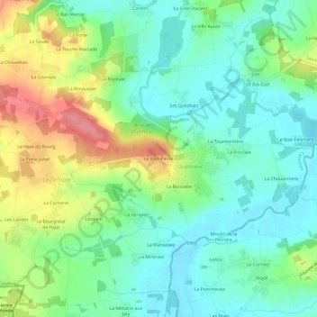 Le Bois-Pierreの地形図、標高、地勢