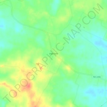 Oak Flatsの地形図、標高、地勢