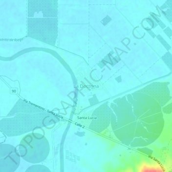 La Doctrinaの地形図、標高、地勢