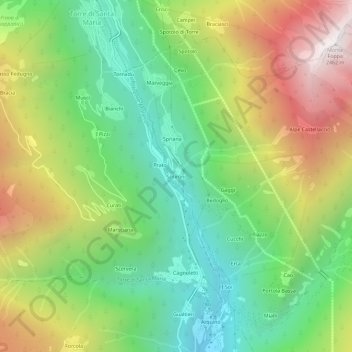 Scilironiの地形図、標高、地勢