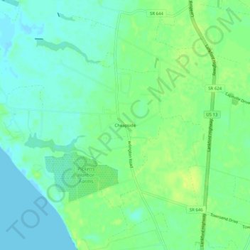 Cheapsideの地形図、標高、地勢
