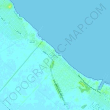 Punta Laraの地形図、標高、地勢