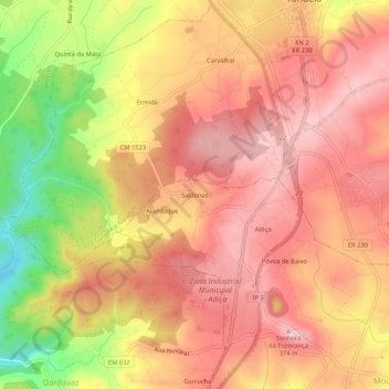 Saldonasの地形図、標高、地勢