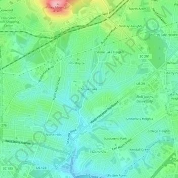Stone Lakeの地形図、標高、地勢