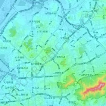 Shuangshanの地形図、標高、地勢